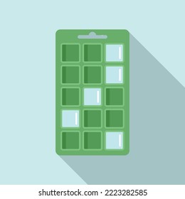 Mold ice cube tray icon flat vector. Water container. Form square