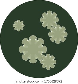 Mold isolated on a white background. Mold cells under the microscope. Vector illustration
