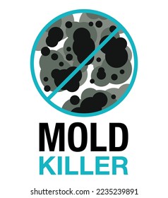 Mold Killer emblem - chemical solution that exterminate fungus and clean musty surfaces