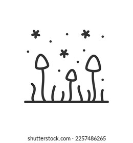 Mold, linear icon. Mushroom spores. Line with editable stroke