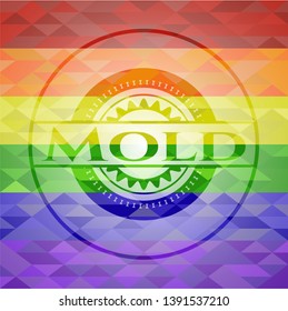 Mold on Permit light blue emblem. Mosaic backgroundmosaic background with the colors of the LGBT flag
