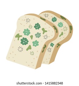 Mold on sliced bread vector illustration isolated on white background. 