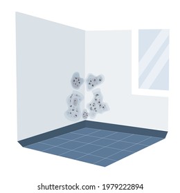 Mold on the wall in the house from high humidity Vector illustration in a flat style.