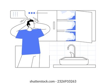 Mold problem abstract concept vector illustration. Man discovered fungus in the house, hold head at the sight of mold, property maintenance service, remediation in construction abstract metaphor.