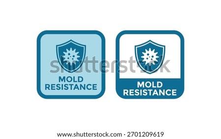Mold resistance vector logo. Shield and germ icon certification badge, ideal for packaging, building materials, paints, and products with anti-fungal properties