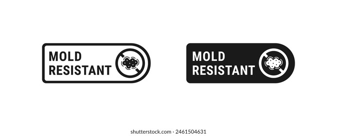 Signo resistente al moho o Vector de etiqueta resistente al moho aislado. Mejor signo resistente al molde para el diseño del embalaje del producto y más.