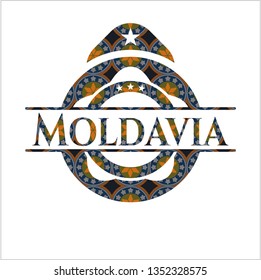 Moldavia arabic badge background. Arabesque decoration.