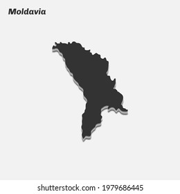 Moldavia map 3d silhouette. Vector illustration.