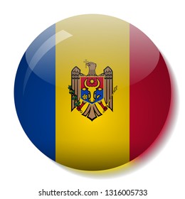 Moldavian flag glass button vector illustration