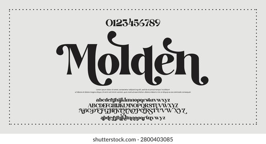 Molden Elegant Font, aesthetic, Uppercase Lowercase and Number. wedding font, Classic Lettering Minimal Fashion Designs. Typography modern serif fonts regular decorative vintage concept. vector illustration