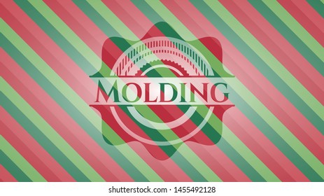 Molding christmas colors style badge. Vector Illustration. Detailed.