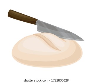 Moldura para cocinar pan con cuchillos haciendo ilustraciones vectoriales