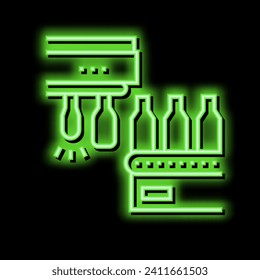 molding glass bottle conveyor equipment neon light sign vector. molding glass bottle conveyor equipment illustration