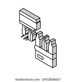 molding glass bottle conveyor equipment isometric icon vector. molding glass bottle conveyor equipment sign. isolated symbol illustration