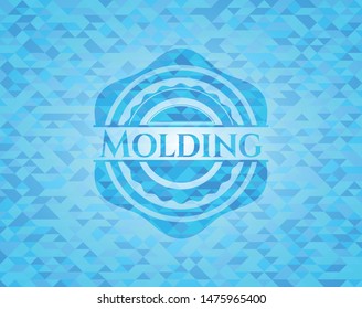 Molding light blue emblem with triangle mosaic background