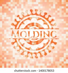 Molding orange mosaic emblem. Vector Illustration. Detailed.