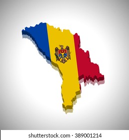 Moldova - 3D map and flag