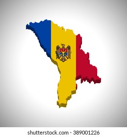 Moldova - 3D map and flag
