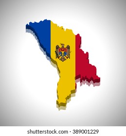 Moldova - 3D map and flag