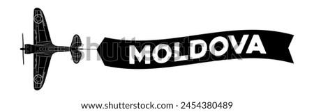 Moldova advertisement banner is attached to the plane