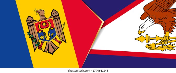 Banderas de Moldova y Samoa Americana, dos banderas vectoriales símbolo de relación o enfrentamiento.