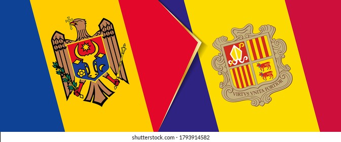 Moldova and Andorra flags, two vector flags symbol of relationship or confrontation.