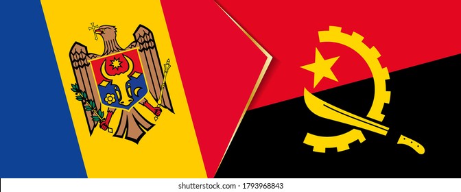 Moldova and Angola flags, two vector flags symbol of relationship or confrontation.