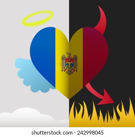 Moldova background of a heart half demon half angel