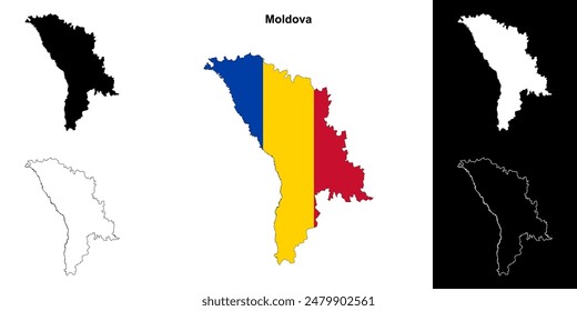 Moldova blank outline map set
