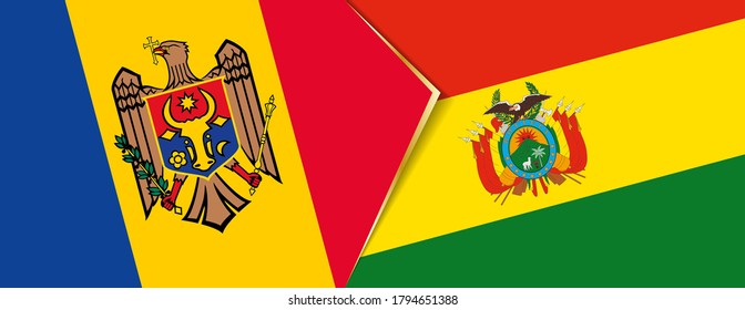 Die Flaggen Moldawiens und Boliviens, zwei Vektorfahnen Symbol für Beziehung oder Konfrontation.