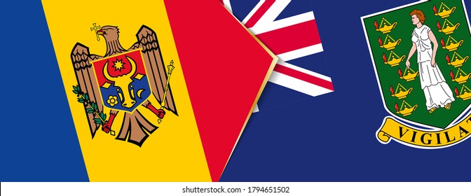 Die Flagge der Republik Moldau und der Britischen Jungferninseln, zwei Vektorfahnen, Symbol für Beziehung oder Konfrontation.