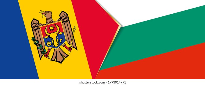 Moldau und Bulgarien Flaggen, zwei Vektorflaggen Symbol für Beziehung oder Konfrontation.