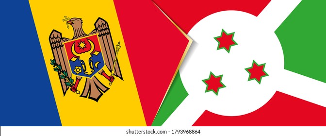 Moldau und Burundi Flaggen, zwei Vektorfahnen Symbol für Beziehung oder Konfrontation.