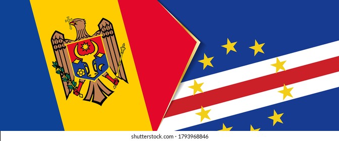 Moldova and Cape Verde flags, two vector flags symbol of relationship or confrontation.