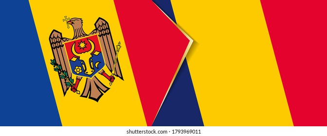 Moldova and Chad flags, two vector flags symbol of relationship or confrontation.