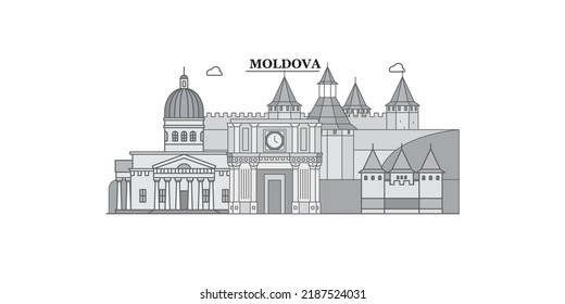 Moldova City Skyline Isolated Vector Illustration, Icons