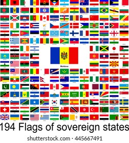Moldova, collection of vector images of flags of the world