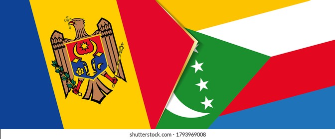 Moldova and Comoros flags, two vector flags symbol of relationship or confrontation.