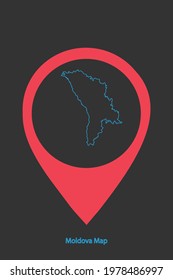 Moldova Country border Map in Location Icon .