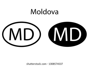 Moldova country code icon.  Iso code country domain name.   MD - Moldova abbreviated. vector
