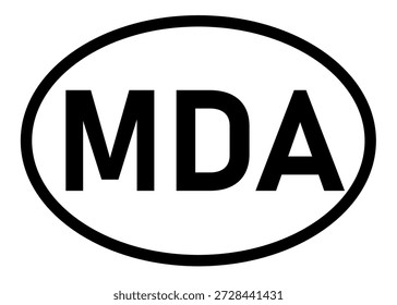 Vector del icono del MDA del código de país de Moldavia en un fondo blanco
Icono de la etiqueta engomada oval de la abreviatura del código de Country en un fondo blanco