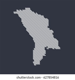 Moldova country map made from angled white lines