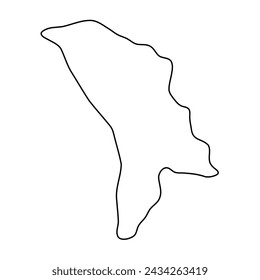 Mapa simplificado del país de Moldavia. Contorno de contorno fino de contorno negro. Icono de vector simple