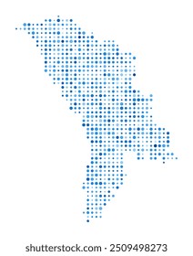 Moldova Dot Map. Country Digital Style Shape. Moldova vector image. Country shape blue circular dots. Vibrant vector illustration.