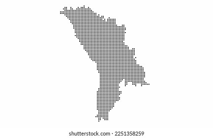 Moldova dotted map with grunge texture in dot style. Abstract vector illustration of a country map with halftone effect for infographic. 