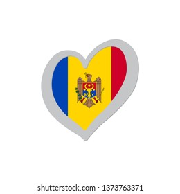 Moldova emoji flag vector inside of heart. Not real symbol