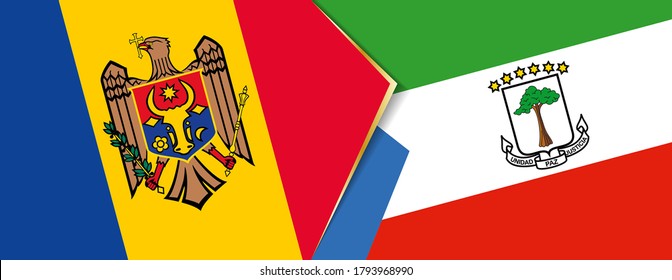 Moldova and Equatorial Guinea flags, two vector flags symbol of relationship or confrontation.