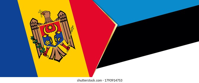 Moldova and Estonia flags, two vector flags symbol of relationship or confrontation.