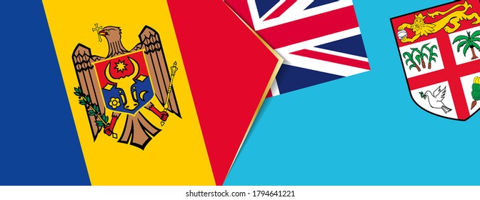 Moldova and Fiji flags, two vector flags symbol of relationship or confrontation.