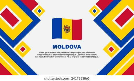 Plantilla de diseño de fondo de resumen de la bandera de Moldavia. Ilustración de vectores de papel tapiz del Día de la Independencia de Moldavia. Caricatura de Moldavia